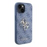 Guess для iPhone 15 чехол PU 4G Big metal logo Hard Blue