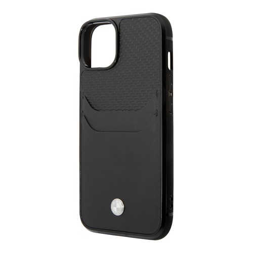 BMW для iPhone 15 чехол Signature Leather with Cardslot Hard Black