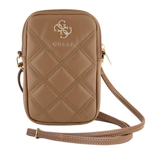 Guess для смартфонов сумка Wallet Zipper Pouch Quilted 4G metal logo Brown