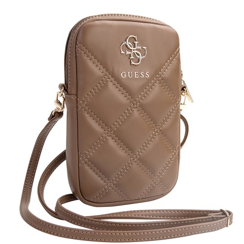 Guess для смартфонов сумка Wallet Zipper Pouch Quilted 4G metal logo Brown