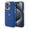 Mercedes для iPhone 15 Pro чехол Liquid silicone Stars Laser Ring Hard Navy (MagSafe)