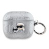 Karl Lagerfeld для Airpods 3 чехол PU Saffiano Monogram with ring NFT Metal Head Karl & Choupette Silver