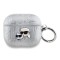 Karl Lagerfeld для Airpods 3 чехол PU Saffiano Monogram with ring NFT Metal Head Karl & Choupette Silver