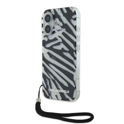 Karl Lagerfeld для iPhone 16 чехол PC/TPU Зебра со шнурком, черный