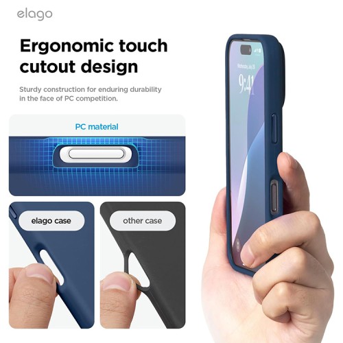 Elago для iPhone 16 Pro Max чехол Soft silicone (Liquid) Jean Indigo (MagSafe)