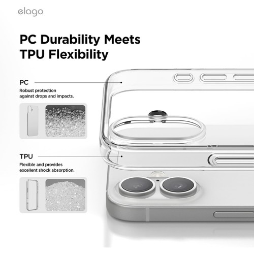 Elago для iPhone 16 чехол HYBRID (pc/tpu) Clear