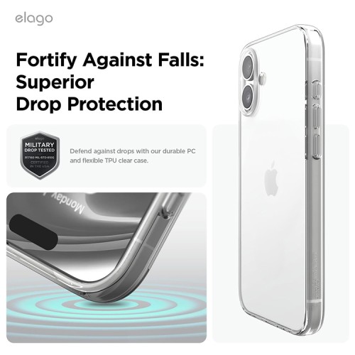 Elago для iPhone 16 чехол HYBRID (pc/tpu) Clear