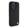 BMW для iPhone 16 Pro чехол Signature Leather Diamond pattern Metal logo Hard Black (MagSafe)