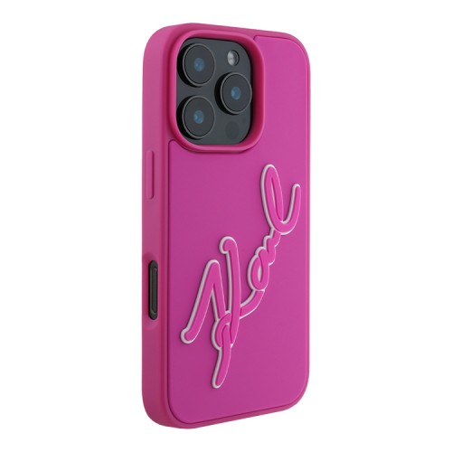 Karl Lagerfeld для iPhone 16 Pro Max чехол 3D Rubber Bicolor Signature Hard Fuchsia