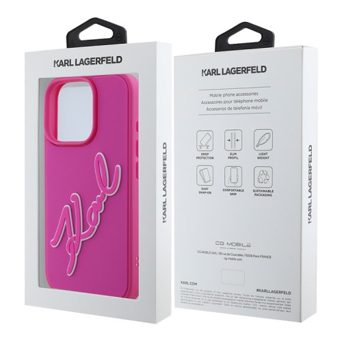 Karl Lagerfeld для iPhone 16 Pro Max чехол 3D Rubber Bicolor Signature Hard Fuchsia