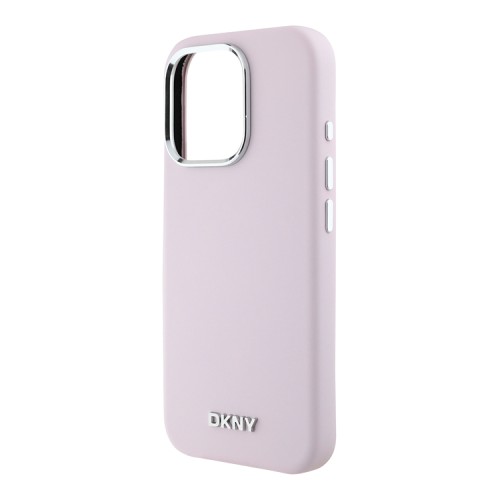 DKNY для iPhone 16 Pro чехол Liquid Silicone Metal logo and Camera frame Hard Pink (MagSafe)