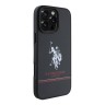 U.S. Polo для iPhone 16 Pro чехол PU Double horse logo and Stripes Hard Black