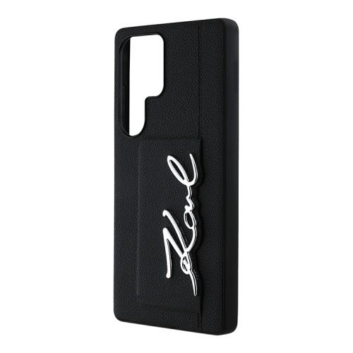 Karl Lagerfeld для Galaxy S25 Ultra чехол Cardslot PU Grained leather Metal Signature Hard Black