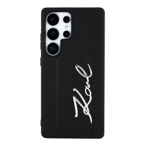Karl Lagerfeld для Galaxy S25 Ultra чехол Cardslot PU Grained leather Metal Signature Hard Black