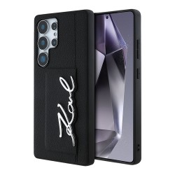 Karl Lagerfeld для Galaxy S25 Ultra чехол Cardslot PU Grained leather Metal Signature Hard Black