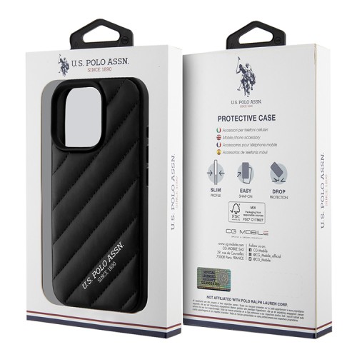U.S. Polo для iPhone 16 Pro Max чехол PU Quilted with Classic logo Hard Black