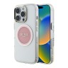 Guess для iPhone 16 Pro Max чехол PC/TPU Middle Colored Ring Transparent/Pink (MagSafe)
