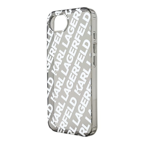 Karl Lagerfeld для iPhone 16e чехол PC/TPU Repeat Logo Hard Transparent/Silver