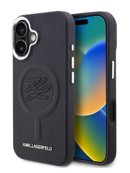 Karl Lagerfeld для iPhone 16 чехол PU-кожа Initials & Metal logo Hard Navy (MagSafe)