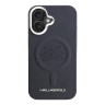 Karl Lagerfeld для iPhone 16 чехол PU-кожа Initials & Metal logo Hard Navy (MagSafe)