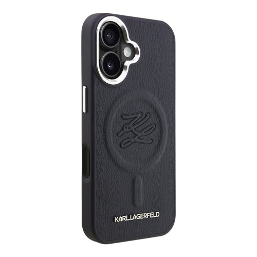 Karl Lagerfeld для iPhone 16 чехол PU-кожа Initials & Metal logo Hard Navy (MagSafe)