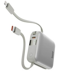 Energea внешний аккумулятор Bazic GoPower Fusion Mini 10K, 10000 3in1 USB-C +USB-C/Lightning cabl PD20W Displ Pebble