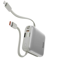 Energea внешний аккумулятор Bazic GoPower Fusion Mini 10K, 10000 3in1 USB-C +USB-C/Lightning cabl PD20W Displ Pebble