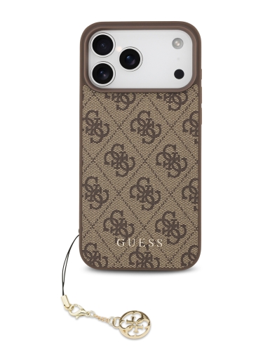Guess для iPhone 17 Pro Max чехол PU 4G Classic Metal logo Hard + Charm Brown (MagSafe)