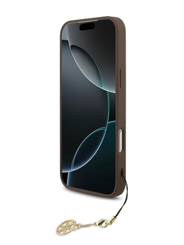 Guess для iPhone 17 Pro Max чехол PU 4G Classic Metal logo Hard + Charm Brown (MagSafe)