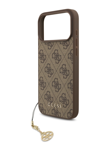 Guess для iPhone 17 Pro Max чехол PU 4G Classic Metal logo Hard + Charm Brown (MagSafe)