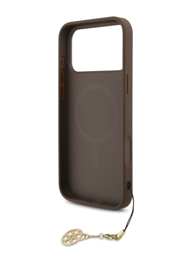 Guess для iPhone 17 Pro Max чехол PU 4G Classic Metal logo Hard + Charm Brown (MagSafe)