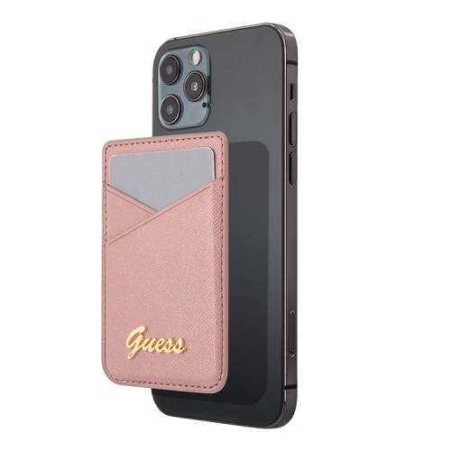 Бумажник Guess Wallet Cardslot Magsafe Saffiano Script logo, розовый