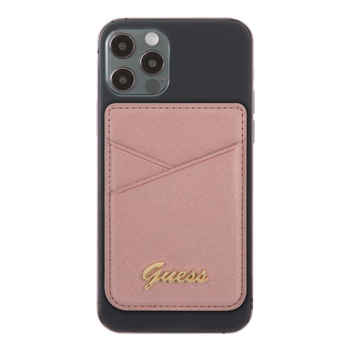Бумажник Guess Wallet Cardslot Magsafe Saffiano Script logo, розовый