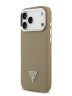Guess для iPhone 17 Pro Max чехол PU Grained leather Triangle metal logo & Cam Hard Brown (MagSafe)