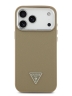 Guess для iPhone 17 Pro Max чехол PU Grained leather Triangle metal logo & Cam Hard Brown (MagSafe)