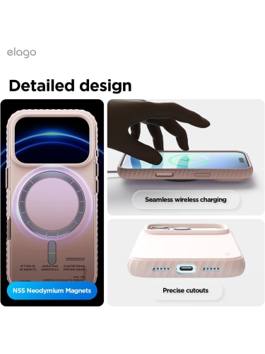 Elago для iPhone 17 Pro Max чехол Magnetic Ridge Silicone Light Pink (MagSafe)