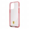 Чехол Ferrari Italia stripe Hard Transparent для iPhone 13 Pro, красная рамка