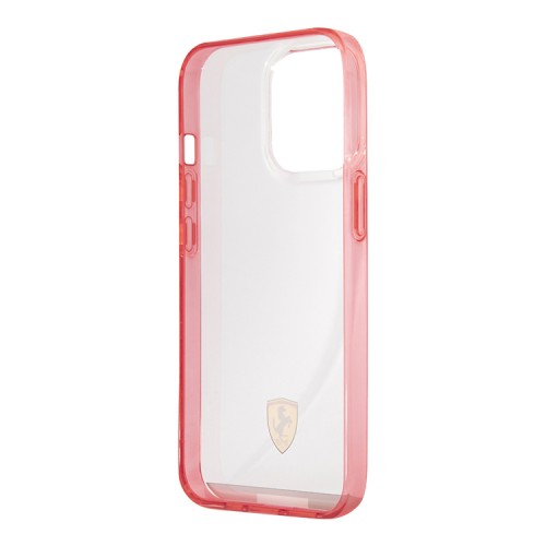 Чехол Ferrari Italia stripe Hard Transparent для iPhone 13 Pro, красная рамка