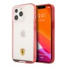 Чехол Ferrari Italia stripe Hard Transparent для iPhone 13 Pro, красная рамка