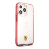 Чехол Ferrari Italia stripe Hard Transparent для iPhone 13 Pro, красная рамка