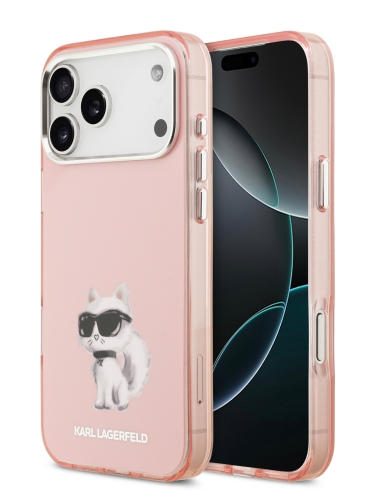 Karl Lagerfeld для iPhone 17 Pro Max чехол IML Aquarelle Choupette Metal cam Hard Pink (MagSafe)