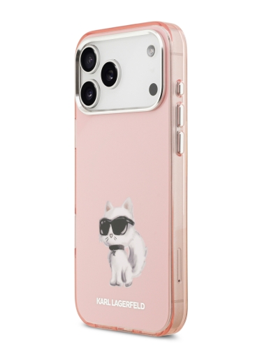 Karl Lagerfeld для iPhone 17 Pro Max чехол IML Aquarelle Choupette Metal cam Hard Pink (MagSafe)