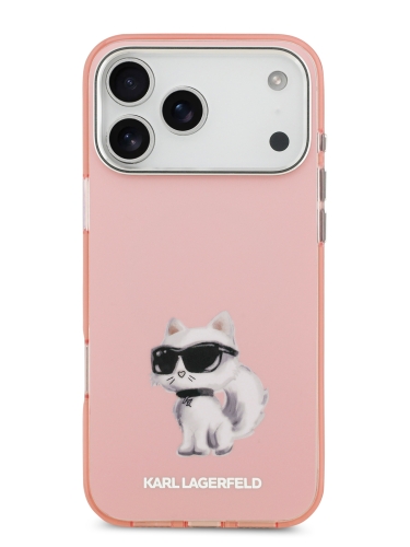Karl Lagerfeld для iPhone 17 Pro Max чехол IML Aquarelle Choupette Metal cam Hard Pink (MagSafe)