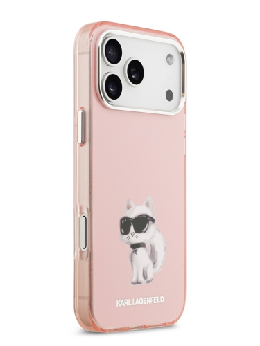 Karl Lagerfeld для iPhone 17 Pro Max чехол IML Aquarelle Choupette Metal cam Hard Pink (MagSafe)