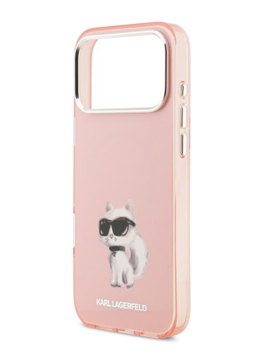 Karl Lagerfeld для iPhone 17 Pro Max чехол IML Aquarelle Choupette Metal cam Hard Pink (MagSafe)