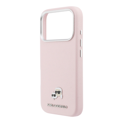 Karl Lagerfeld для iPhone 17 Pro чехол PU Saffiano FW NFT Karl&Choup metal & Cam Hard Pink (MagSafe)