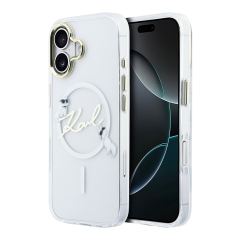 Karl Lagerfeld для iPhone 17 чехол IML NFT Choupettes Script logo Metal Cam прозрачный (MagSafe)