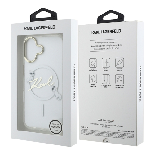 Karl Lagerfeld для iPhone 17 чехол IML NFT Choupettes Script logo Metal Cam прозрачный (MagSafe)