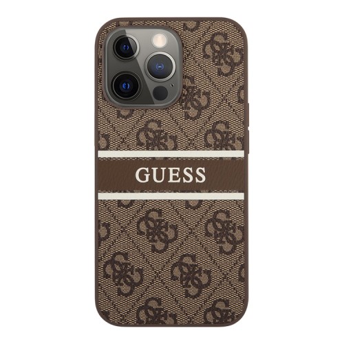 Чехол Guess 4G Stripe printed logo Hard для iPhone 13 Pro, коричневый