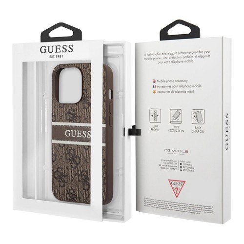 Чехол Guess 4G Stripe printed logo Hard для iPhone 13 Pro, коричневый